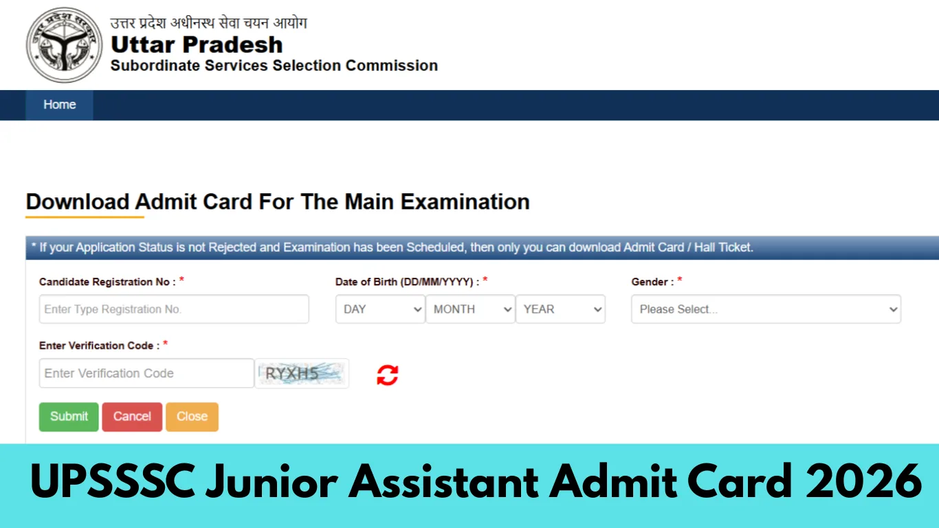 UPSSSC Junior Assistant Admit Card 2026 Released- Download @upsssc.gov.in